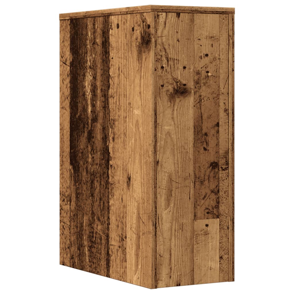 vidaXL Badschrank Schmal mit Rollen Altholz-Optik Holzwerkstoff