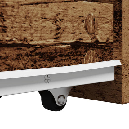 vidaXL Badschrank Schmal mit Rollen Altholz-Optik Holzwerkstoff