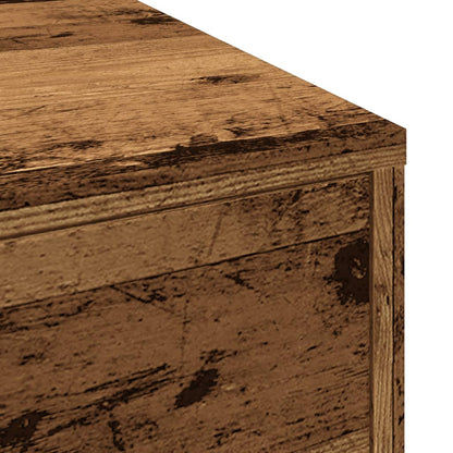 vidaXL Badschrank Schmal mit Rollen Altholz-Optik Holzwerkstoff