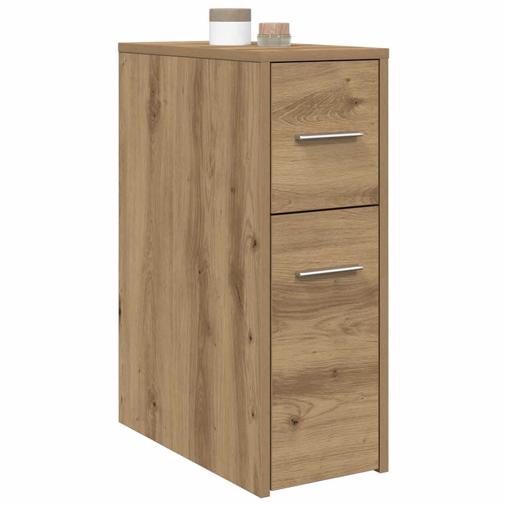 vidaXL Badschrank Schmal mit Rollen Artisan-Eiche Holzwerkstoff