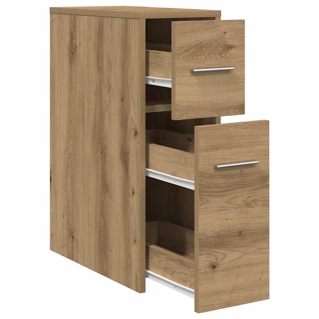 vidaXL Badschrank Schmal mit Rollen Artisan-Eiche Holzwerkstoff