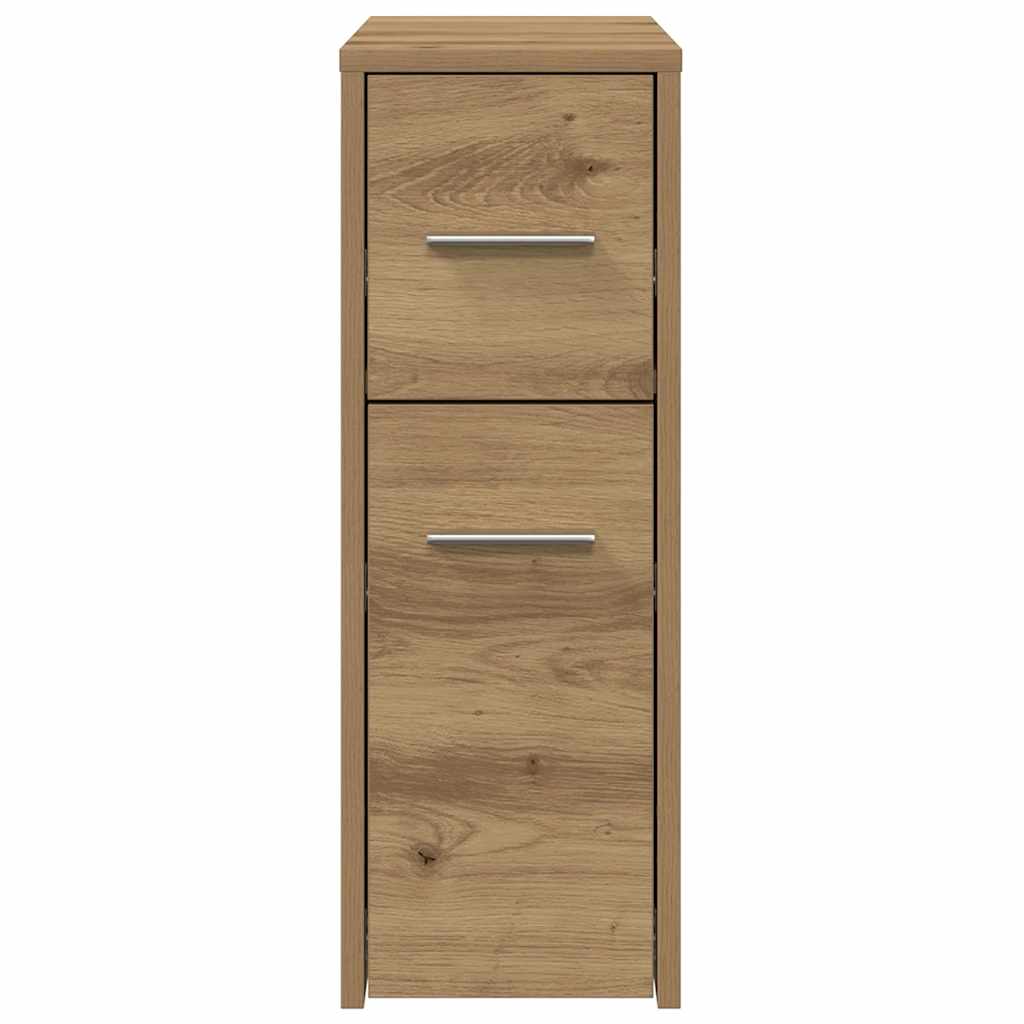 vidaXL Badschrank Schmal mit Rollen Artisan-Eiche Holzwerkstoff