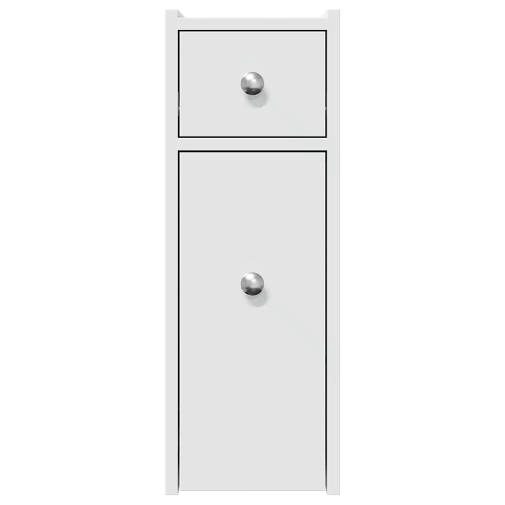 vidaXL Badschrank Schmal mit Rollen Weiß Holzwerkstoff