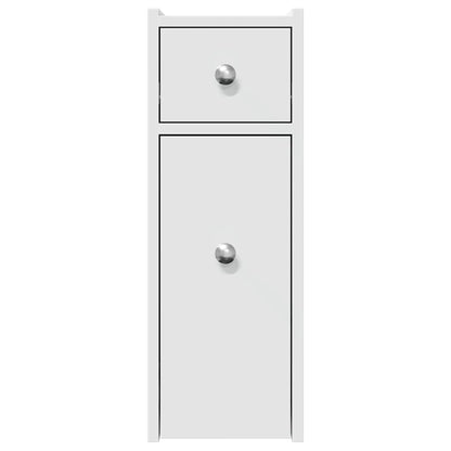 vidaXL Badschrank Schmal mit Rollen Weiß Holzwerkstoff