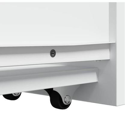 Badschrank Schmal mit Rollen Weiß Holzwerkstoff