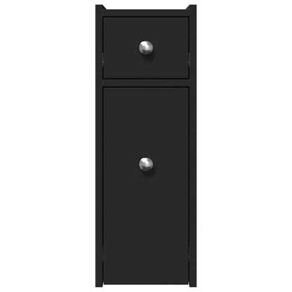 vidaXL Badschrank Schmal mit Rollen Schwarz Holzwerkstoff