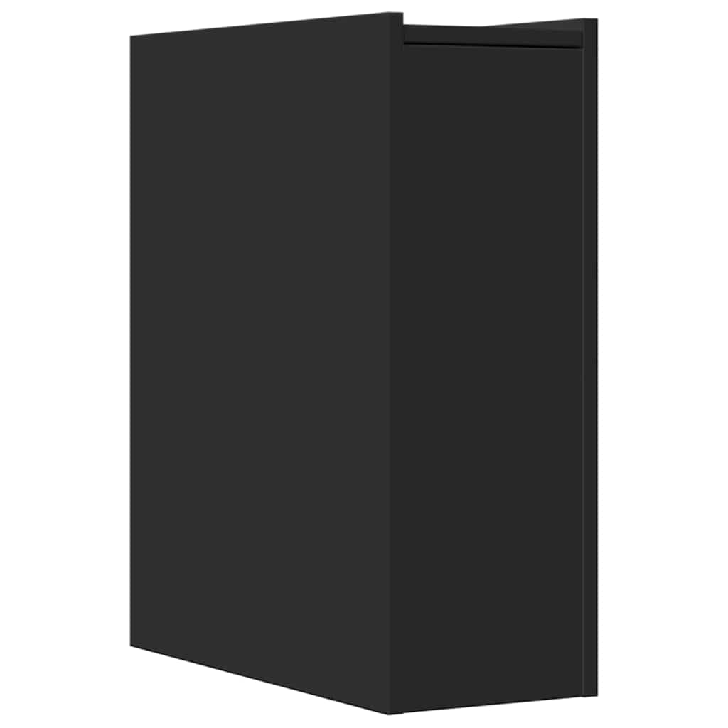 vidaXL Badschrank Schmal mit Rollen Schwarz Holzwerkstoff