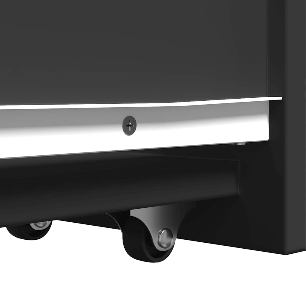 vidaXL Badschrank Schmal mit Rollen Schwarz Holzwerkstoff