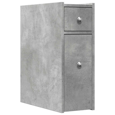 vidaXL Badschrank Schmal mit Rollen Betongrau Holzwerkstoff
