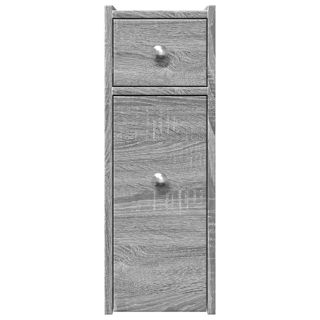 vidaXL Badschrank Schmal mit Rollen Grau Sonoma Holzwerkstoff