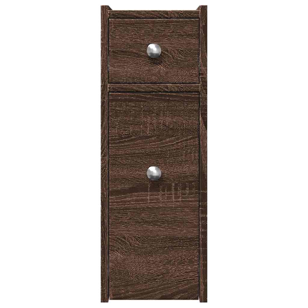 vidaXL Badschrank Schmal mit Rollen Eichen-Optik Holzwerkstoff