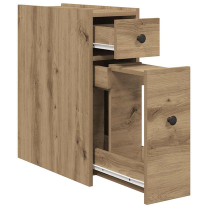 vidaXL Badschrank Schmal mit Rollen Artisan-Eiche Holzwerkstoff