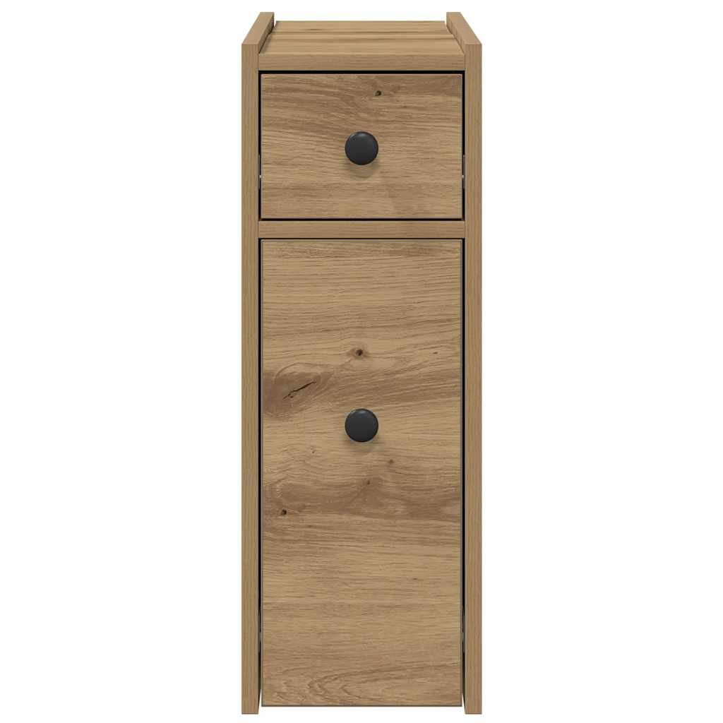 vidaXL Badschrank Schmal mit Rollen Artisan-Eiche Holzwerkstoff