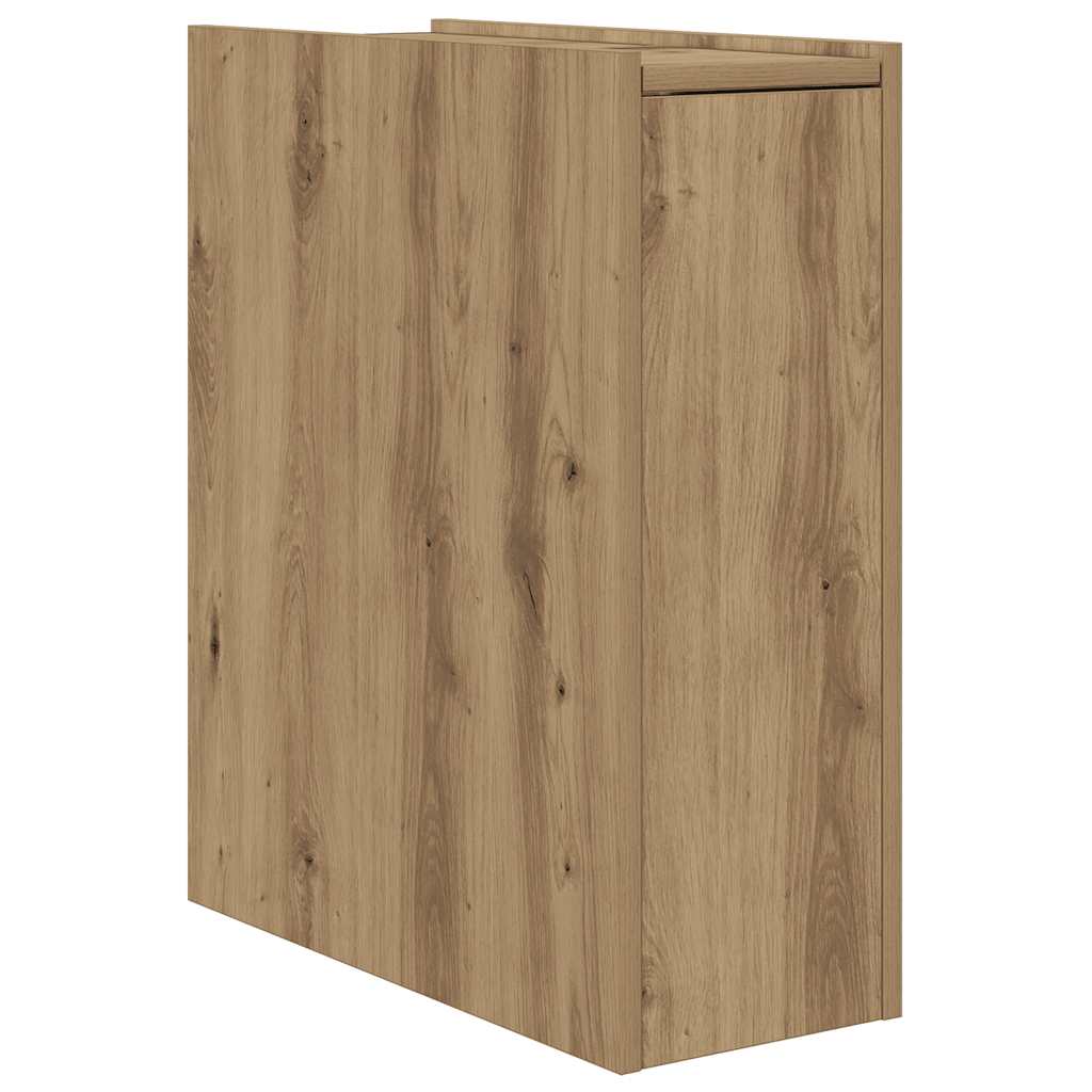 vidaXL Badschrank Schmal mit Rollen Artisan-Eiche Holzwerkstoff