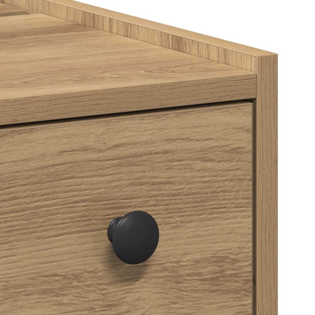 vidaXL Badschrank Schmal mit Rollen Artisan-Eiche Holzwerkstoff