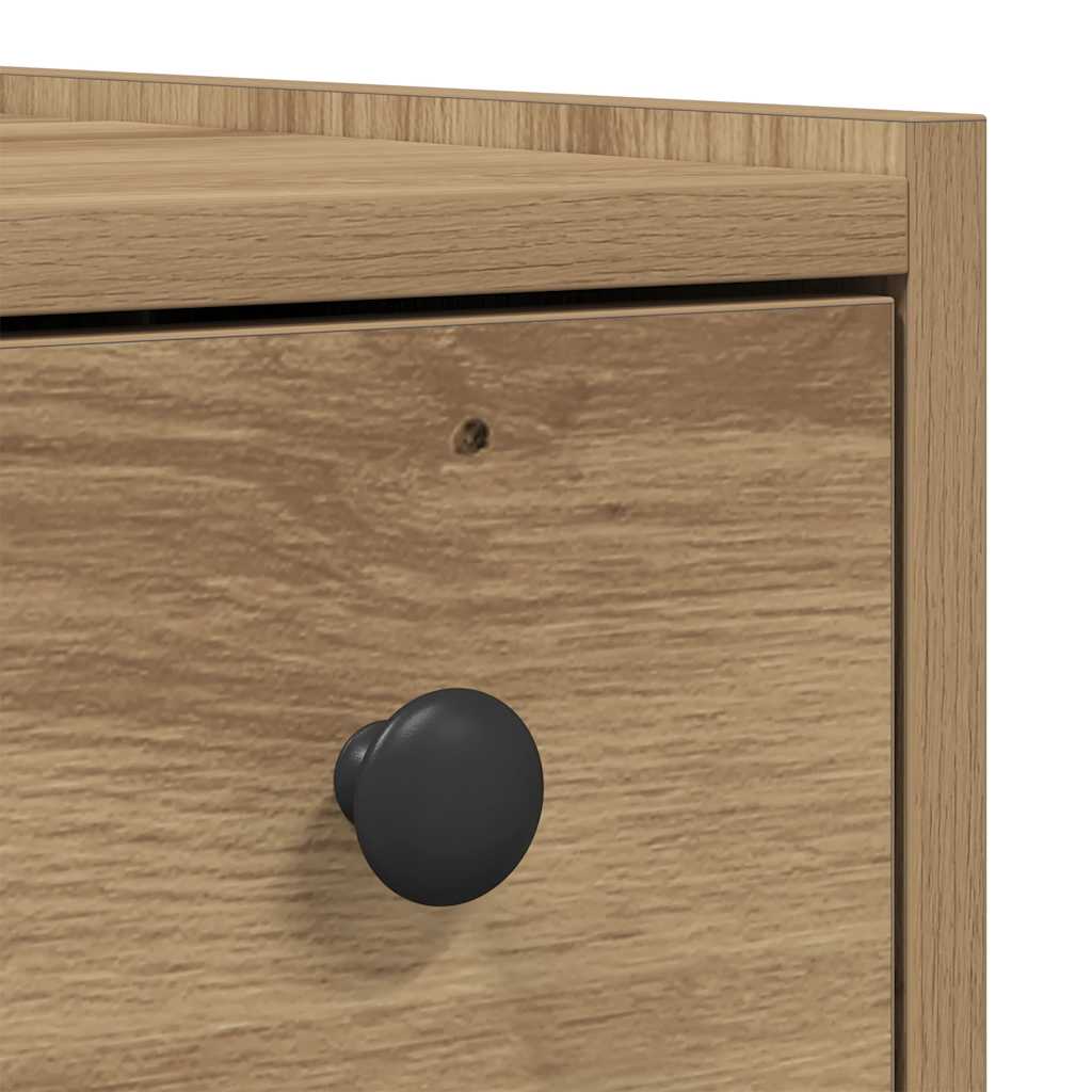 vidaXL Badschrank Schmal mit Rollen Artisan-Eiche Holzwerkstoff