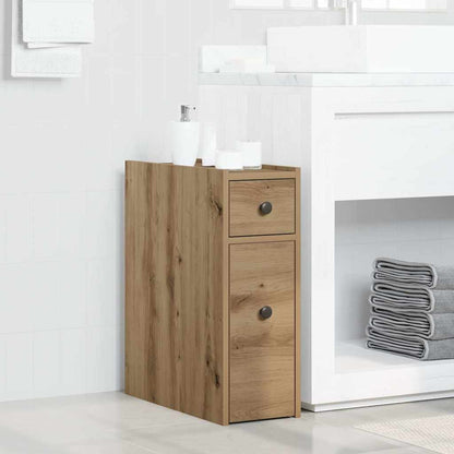 vidaXL Badschrank Schmal mit Rollen Artisan-Eiche Holzwerkstoff