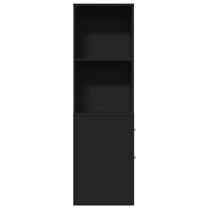 vidaXL Badschrank Schmal mit Rollen Schwarz Holzwerkstoff