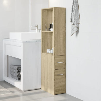 vidaXL Badschrank Schmal mit Rollen Sonoma-Eiche Holzwerkstoff