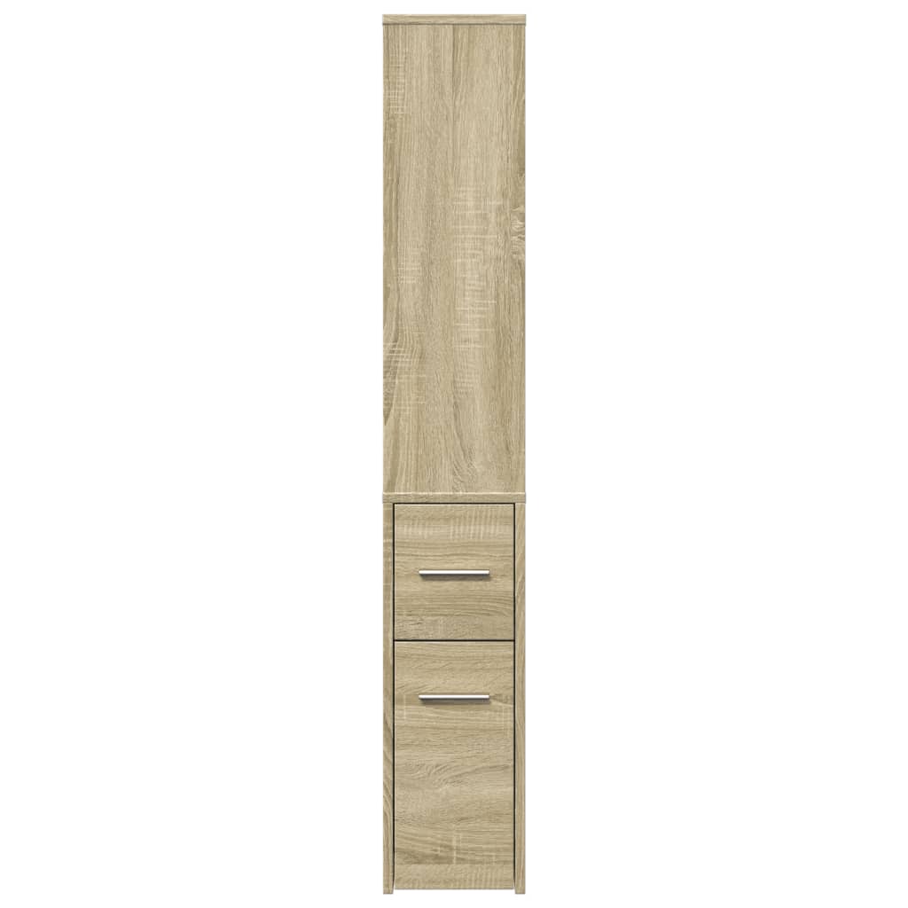 vidaXL Badschrank Schmal mit Rollen Sonoma-Eiche Holzwerkstoff