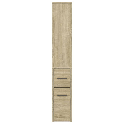 vidaXL Badschrank Schmal mit Rollen Sonoma-Eiche Holzwerkstoff
