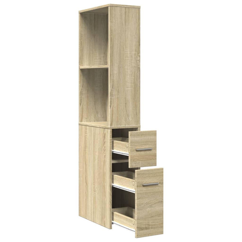 vidaXL Badschrank Schmal mit Rollen Sonoma-Eiche Holzwerkstoff