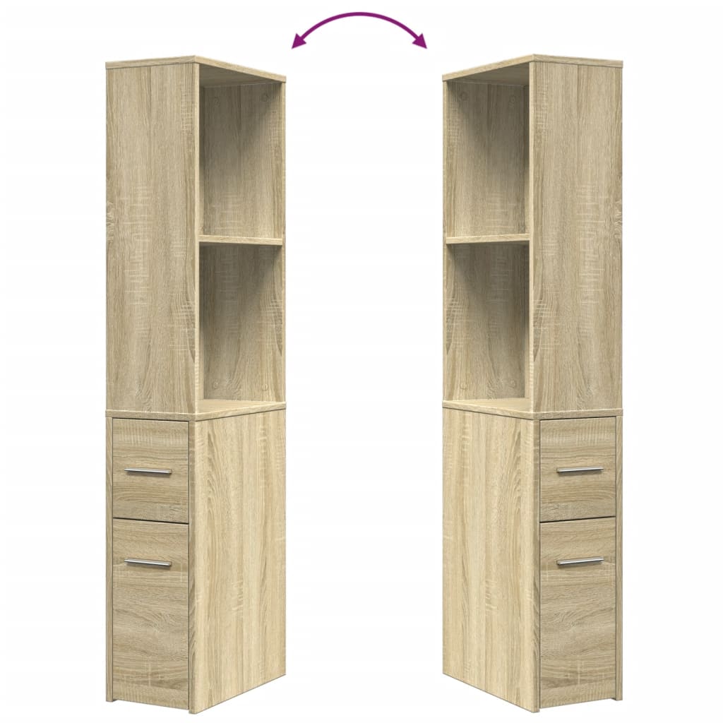 vidaXL Badschrank Schmal mit Rollen Sonoma-Eiche Holzwerkstoff