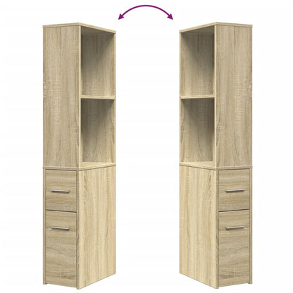vidaXL Badschrank Schmal mit Rollen Sonoma-Eiche Holzwerkstoff