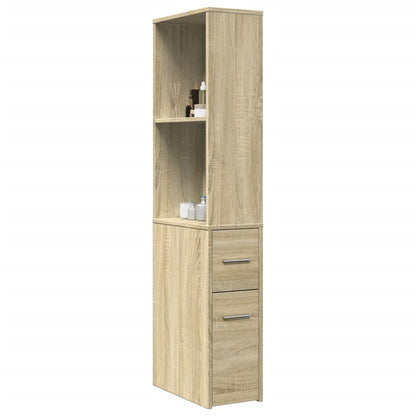vidaXL Badschrank Schmal mit Rollen Sonoma-Eiche Holzwerkstoff
