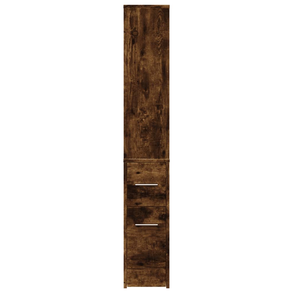 vidaXL Badschrank Schmal mit Rollen Räuchereiche Holzwerkstoff