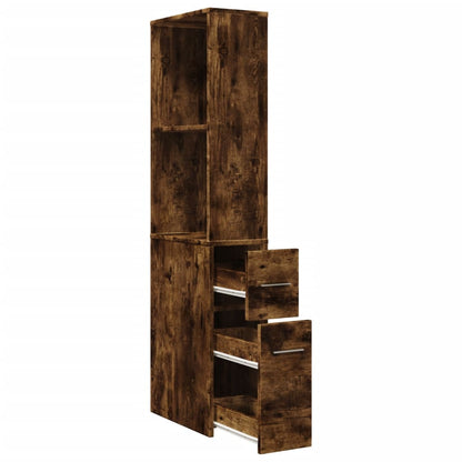 vidaXL Badschrank Schmal mit Rollen Räuchereiche Holzwerkstoff