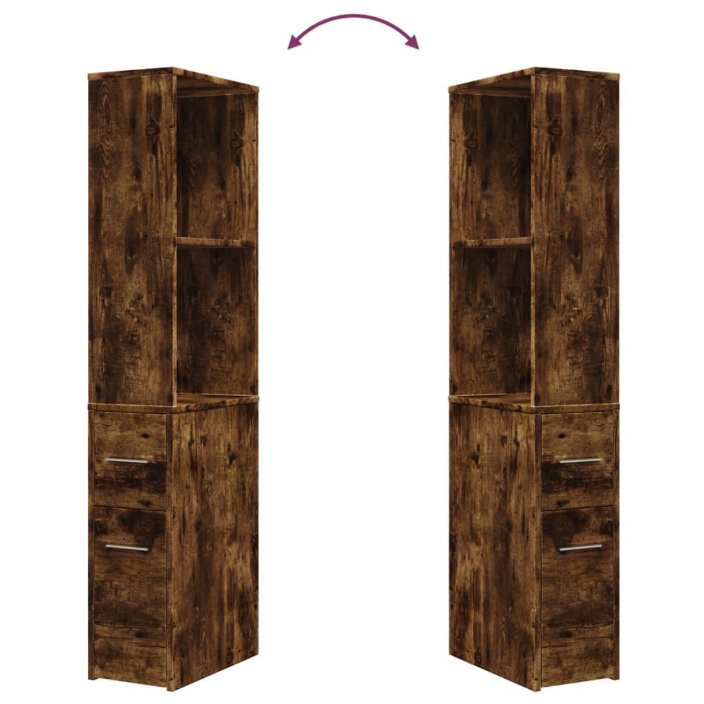 vidaXL Badschrank Schmal mit Rollen Räuchereiche Holzwerkstoff