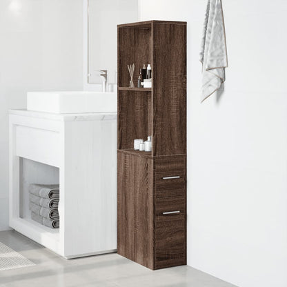 vidaXL Badschrank Schmal mit Rollen Eichen-Optik Holzwerkstoff