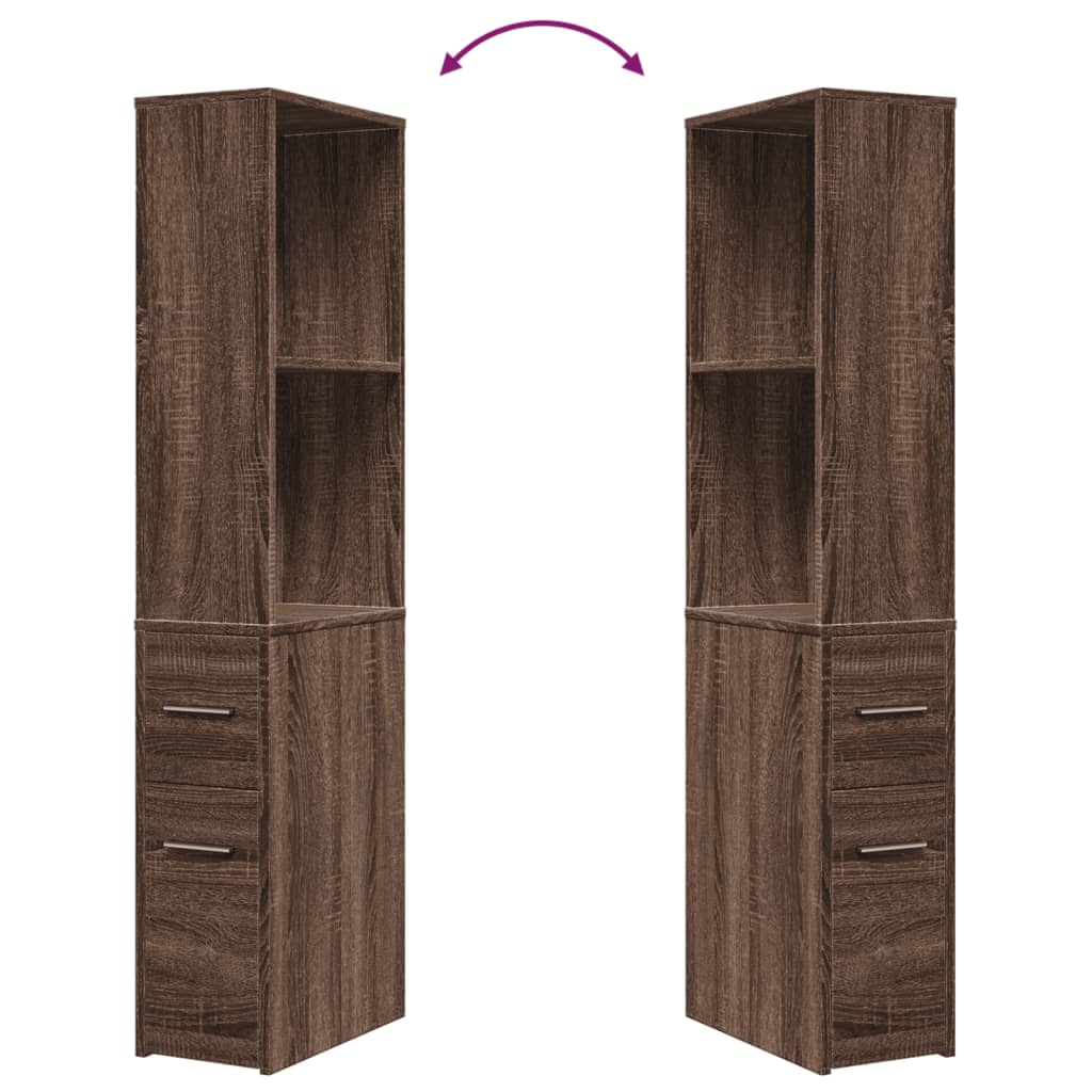 vidaXL Badschrank Schmal mit Rollen Eichen-Optik Holzwerkstoff