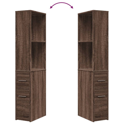 vidaXL Badschrank Schmal mit Rollen Eichen-Optik Holzwerkstoff