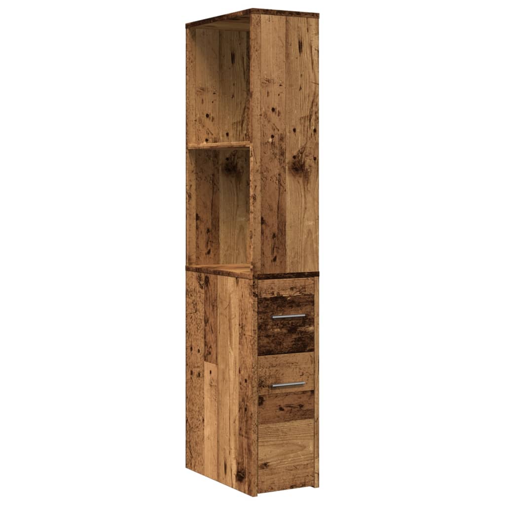 vidaXL Badschrank Schmal mit Rollen Altholz-Optik Holzwerkstoff