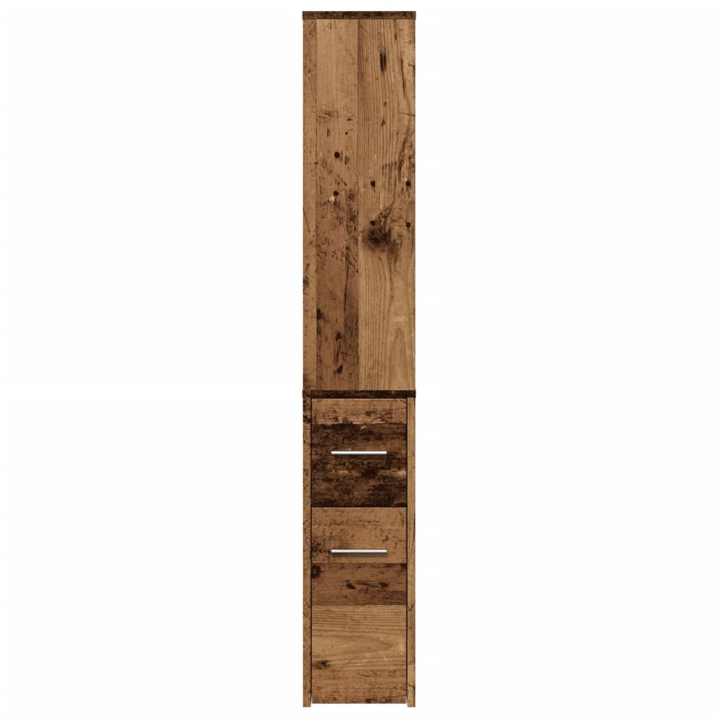 vidaXL Badschrank Schmal mit Rollen Altholz-Optik Holzwerkstoff