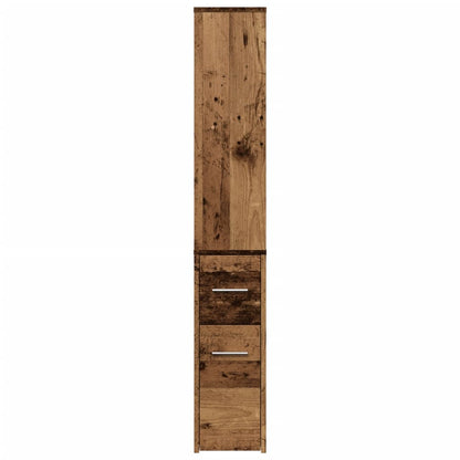 vidaXL Badschrank Schmal mit Rollen Altholz-Optik Holzwerkstoff