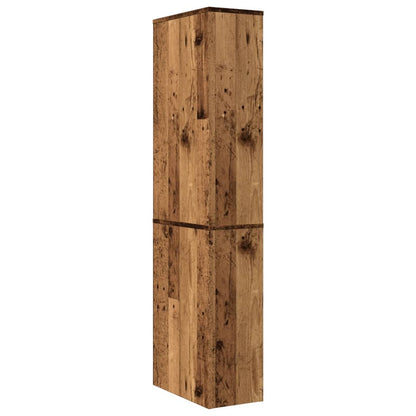 vidaXL Badschrank Schmal mit Rollen Altholz-Optik Holzwerkstoff