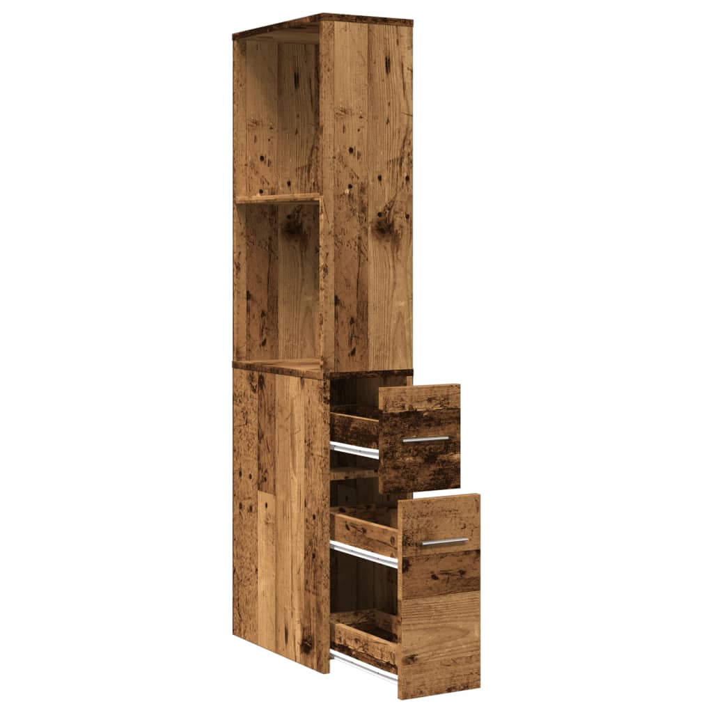 vidaXL Badschrank Schmal mit Rollen Altholz-Optik Holzwerkstoff