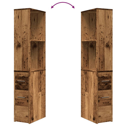 vidaXL Badschrank Schmal mit Rollen Altholz-Optik Holzwerkstoff