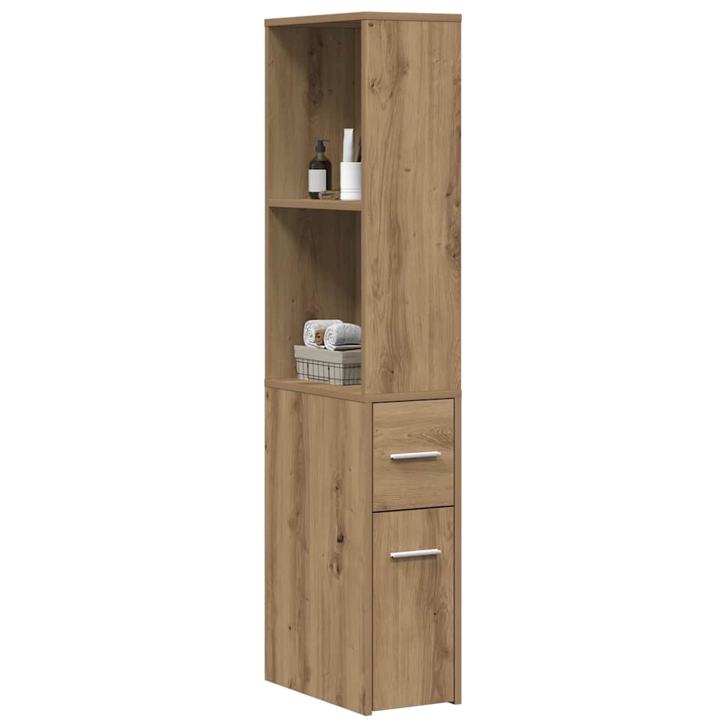 vidaXL Badschrank Schmal mit Rollen Artisan-Eiche Holzwerkstoff