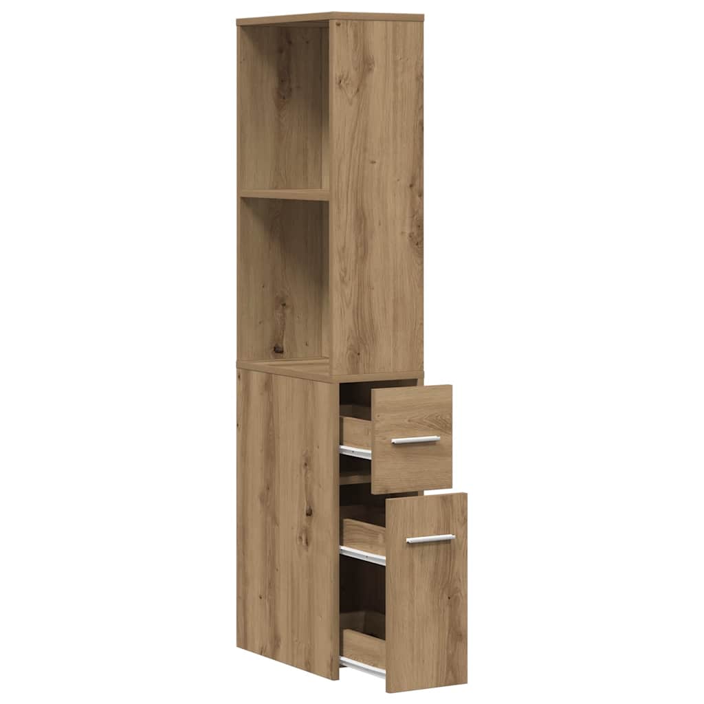 vidaXL Badschrank Schmal mit Rollen Artisan-Eiche Holzwerkstoff