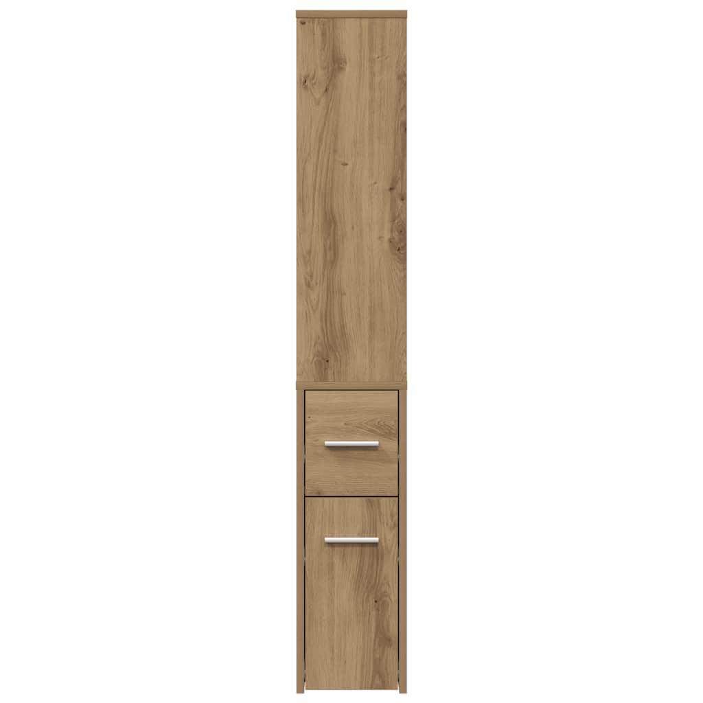 vidaXL Badschrank Schmal mit Rollen Artisan-Eiche Holzwerkstoff