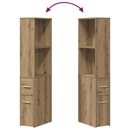 vidaXL Badschrank Schmal mit Rollen Artisan-Eiche Holzwerkstoff