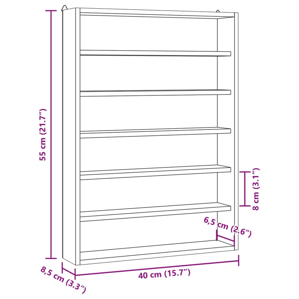 vidaXL Sammlervitrine aus Holz mit 6 Regalen 40x8,5x55 cm