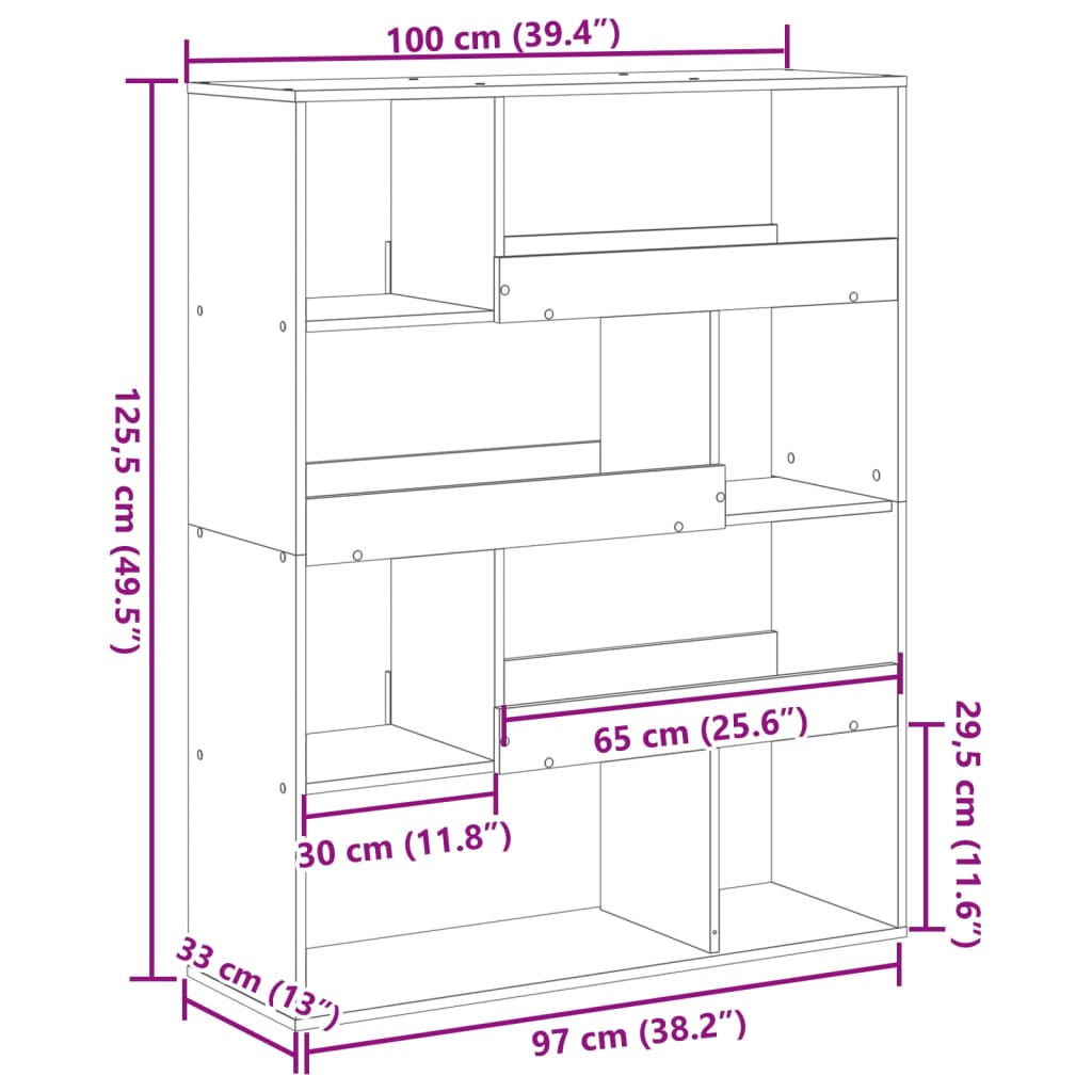 vidaXL Bücherregal Schwarz 100x33x125,5 cm Holzwerkstoff