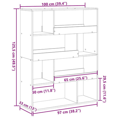vidaXL Bücherregal Betongrau 100x33x125,5 cm Holzwerkstoff