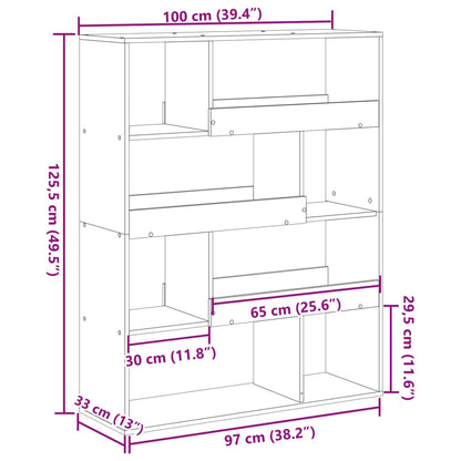 vidaXL Bücherregal Grau Sonoma 100x33x125,5 cm Holzwerkstoff