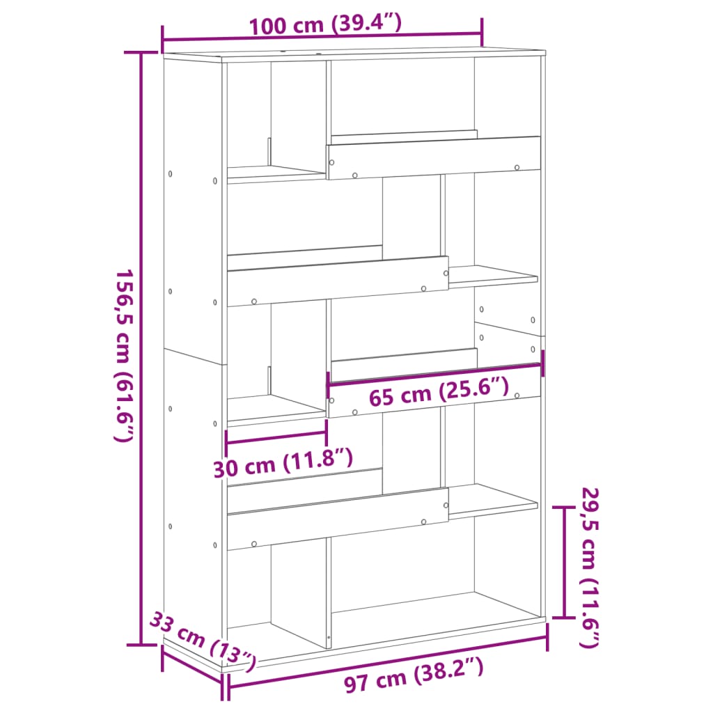 vidaXL Bibliothèque Chêne fumé 100x33x156,5 cm Bois d'ingénierie
